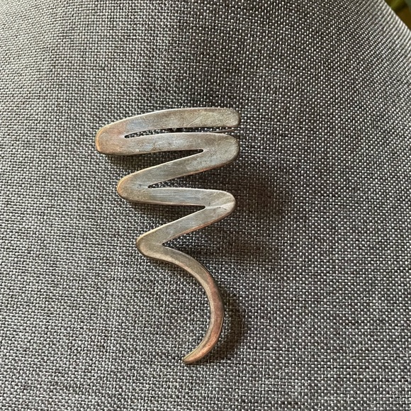 Vintage Sterling Silver 925 Zig Zag Modernist Taxco Mexo Pendant Pin Brooch - Picture 7 of 10